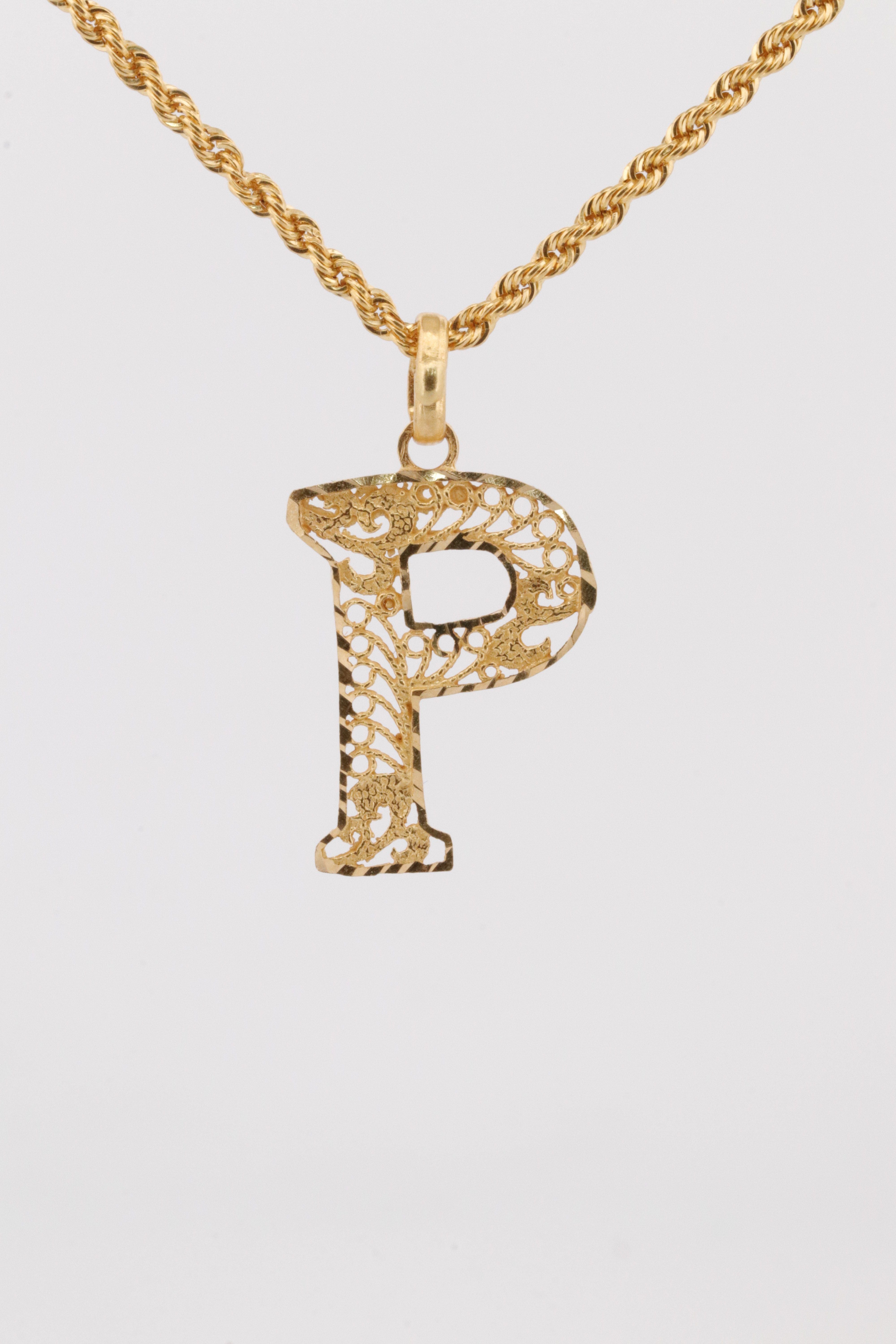 Gold Letter P Pendant Necklace – 1.20g | Bigeasy Jewellers